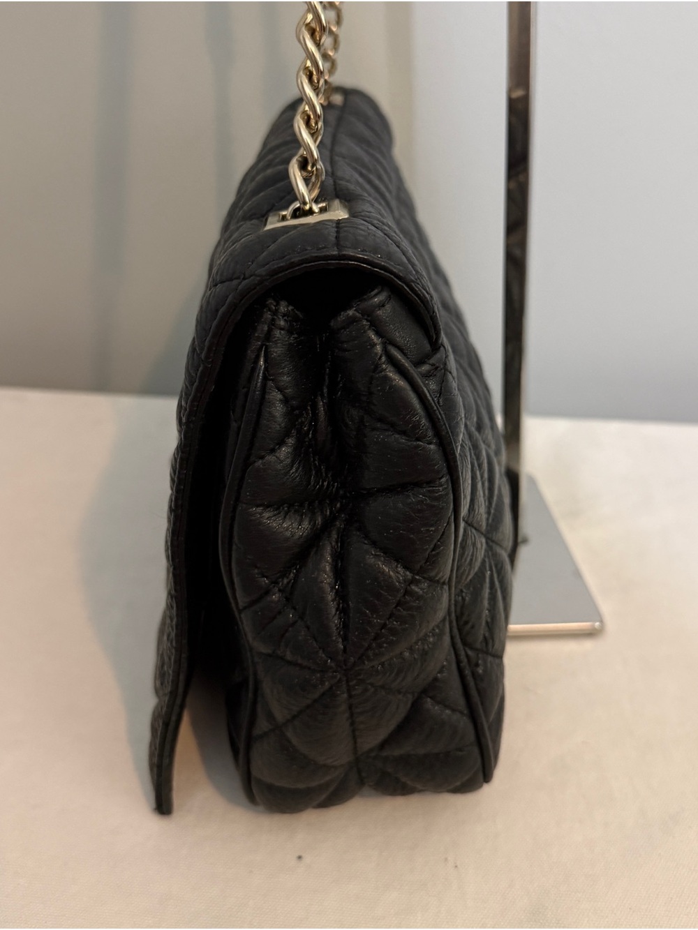 kate spade Delaney Black Quilted Leather Chain Shoulder Bag with Gold Hardware - Picture 7 of 16